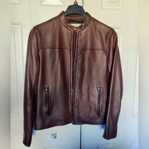 Coach Brown Leather Racer Jacket